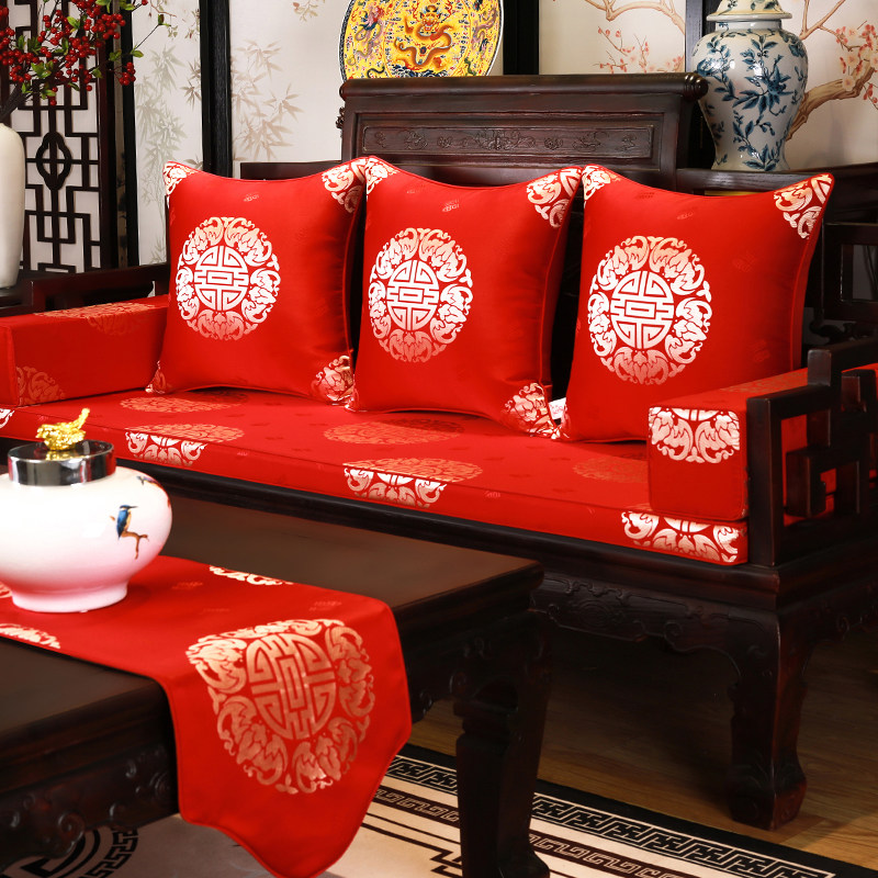 红木沙发垫罗汉床五件套垫高档简约织锦缎垫客厅家用座垫套新中式