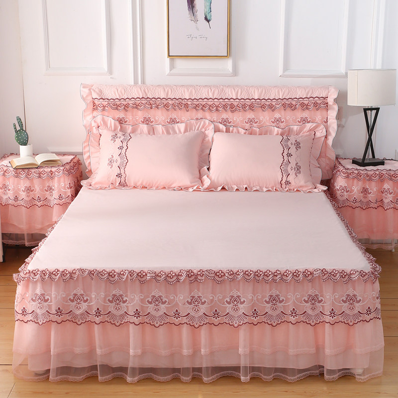 公主风磨毛纯色床裙床罩单件蕾丝花边浪漫纱裙式1.8m保护套防滑,床上用品,床裙,淘宝优惠券,粉丝福利购,淘宝优惠卷