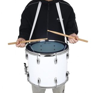 LADE14寸腔行进鼓蓝皮白色小军鼓带背带学校管乐队行进军鼓