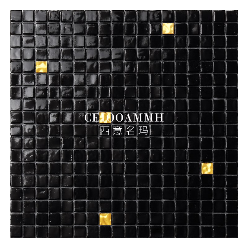 复古黑金繁星通体玻璃o马赛克瓷砖化妆室浴室饭厅客厅玄关阳台壁