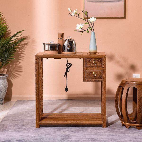 红木家具阳台小茶桌边几烧水几带电磁炉实木角几中式鸡翅木小茶几