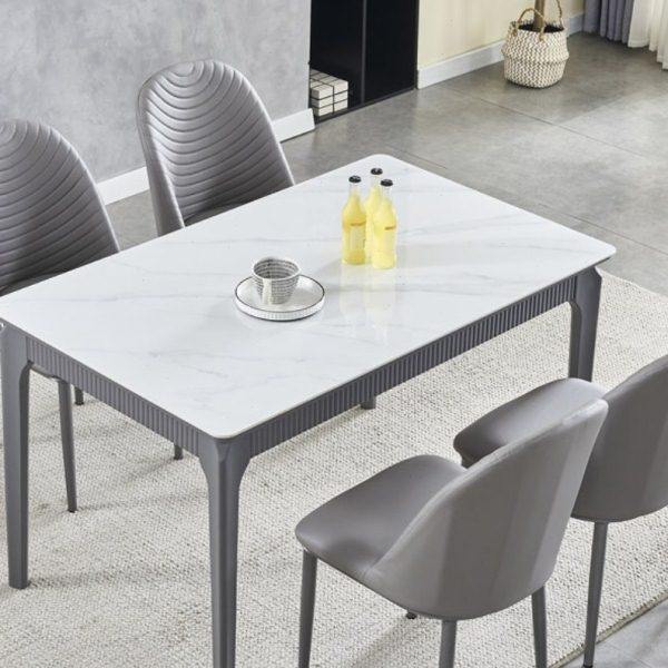 意式灰色框架亮光岩板餐桌椅组合小户型家用现代简约长方形饭桌子,住宅家具,岩板餐桌,淘宝优惠券,粉丝福利购,淘宝优惠卷