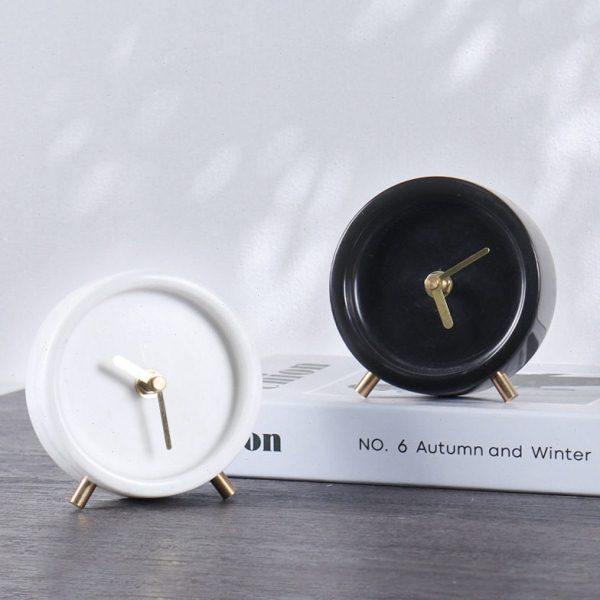 现简约大理石圆形小时钟样板间客厅卧室桌面静音座钟装饰品摆件,家居饰品,台钟/闹钟,淘宝优惠券,粉丝福利购,淘宝优惠卷