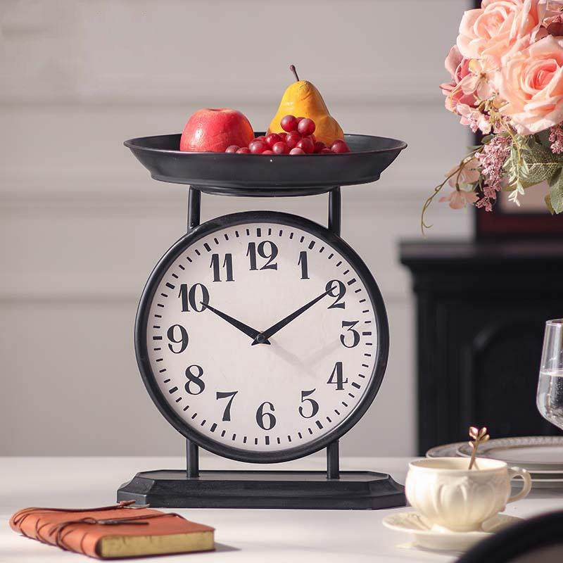 新款美式铁艺时钟摆件个性创意黑色哑光托盘客厅家用多层果盘装饰,清洗/食品/商业设备,风口/风叶/风机配件,淘宝优惠券,粉丝福利购,淘宝优惠卷