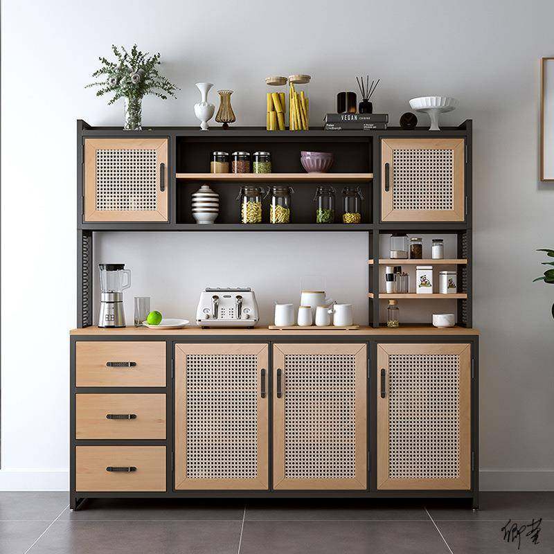 北欧实木藤编餐边柜待客铁艺柜子现代电视柜储物柜客厅日式斗柜