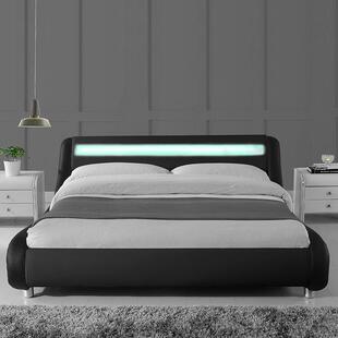 外贸工厂LED灯卧室床弧线造型现代卧室家具大尺寸床bedking