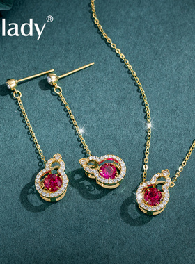 小葫芦纯银项链耳环首饰三件套2025新款耳坠吊坠女轻奢小众礼物