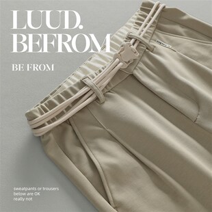 坠感男士 裤 针织休闲裤 精致韩风直筒裤 子男 立体裁剪腰绳长裤 LUUD