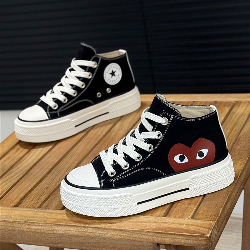 高帮帆布鞋女鞋2025爆款时尚小众休闲板鞋系带红色布鞋平底小白鞋,女鞋,高帮鞋,淘宝优惠券,粉丝福利购,淘宝优惠卷