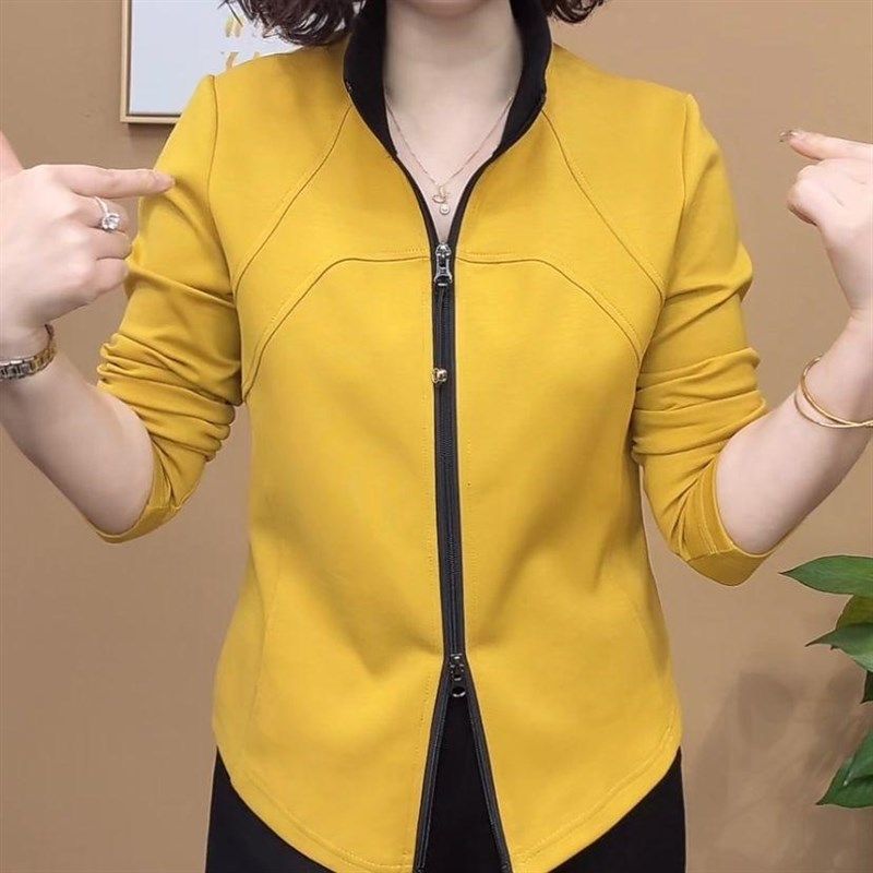 减龄妈妈装设计感双拉链长袖T恤女春秋新修身显瘦上衣气质开衫棉,女装/女士精品,T恤,淘宝优惠券,粉丝福利购,淘宝优惠卷