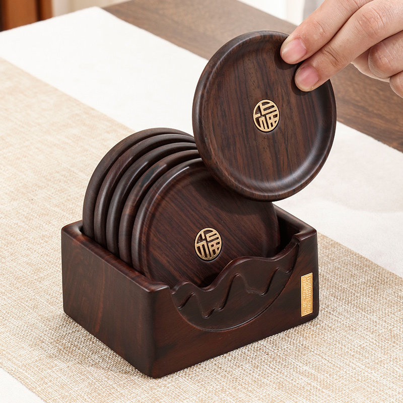 防烫茶杯托茶道杯垫高档功夫茶具配件黑檀实木茶杯垫办公室隔热垫,餐饮具,杯垫,淘宝优惠券,粉丝福利购,淘宝优惠卷