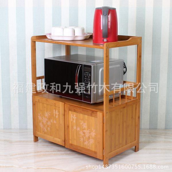 九强 碗柜 厨房置物架 楠竹收纳柜 微波炉餐边 实木三层橱柜,厨房/烹饪用具,微波炉置物架,淘宝优惠券,粉丝福利购,淘宝优惠卷