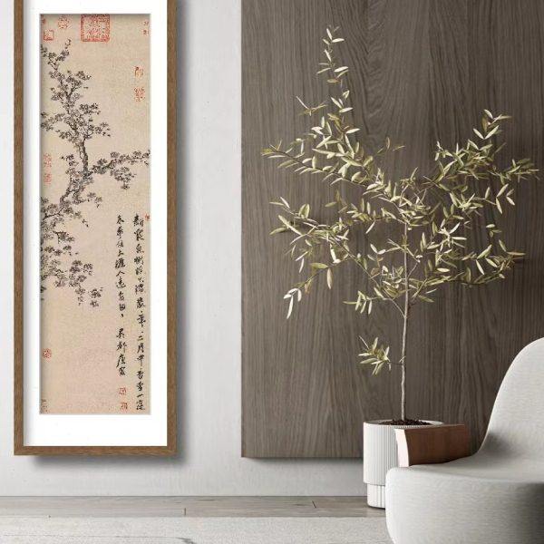 明唐唐寅 杏花图 新中式客厅玄关竖版装饰画框高清复刻临摹装饰画,家居饰品,国画,淘宝优惠券,粉丝福利购,淘宝优惠卷