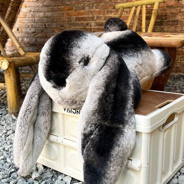 悦爱皮草獭兔毛霜色定制色奢华创意大号可爱儿童生日礼物皮草玩偶