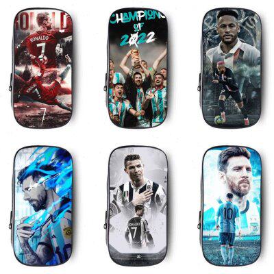 足球C罗梅西内马尔拉链笔袋帆布大容量中小学生文具铅笔盒男孩子