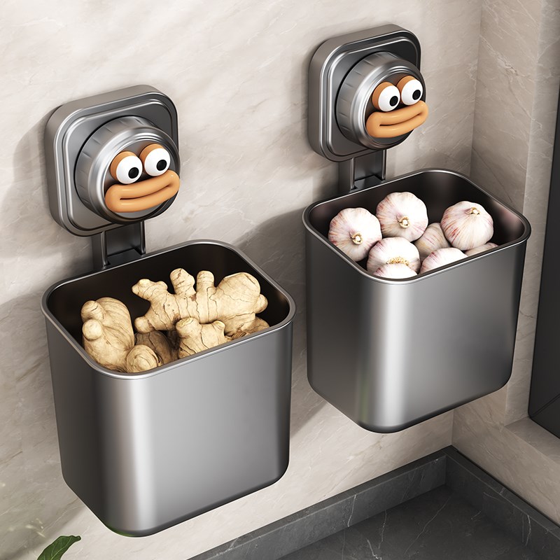 厨房吸盘葱姜蒜收纳盒蔬菜置物架壁挂生姜K大蒜收纳神器免打孔挂