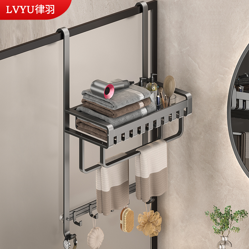 卫生间浴巾d毛巾置物架淋浴房玻璃门挂架浴室门后衣物架挂钩挂篮