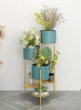 北欧花架子置物架客厅小空间花盆架室内简约多个落地式绿萝植物架