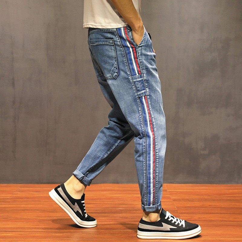 2021新款弹力束脚牛仔裤男哈伦裤大码宽松潮流秋冬男裤子冬缩腿大,男装,牛仔裤,淘宝优惠券,粉丝福利购,淘宝优惠卷