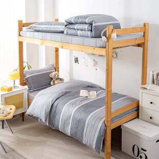 纯棉学生铁床90x190cm宿舍专用床单单人上下铺0.9m床笠三件套全棉