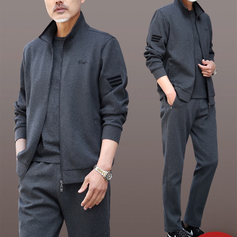 中老年运动套装男春秋衣服休闲爸休闲运动套装