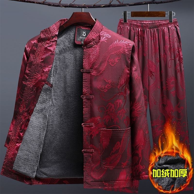 中老年唐装男冬季爸爸棉袄加绒加厚外套爷爷老人冬装过寿套装衣服,男装,唐装,淘宝优惠券,粉丝福利购,淘宝优惠卷