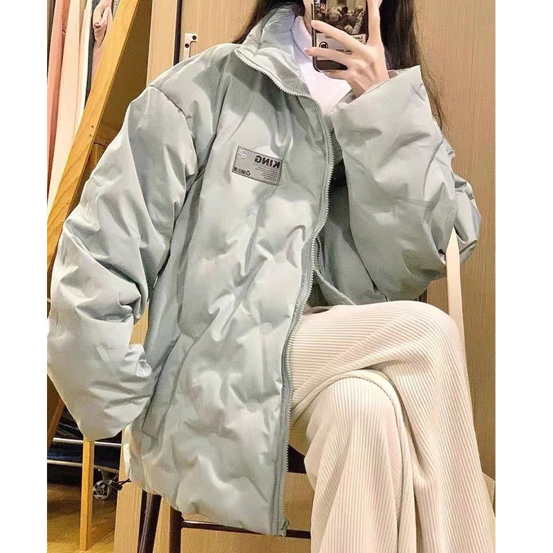 薄荷绿羽绒棉服女2024冬季新款韩版学生休闲时尚短款棉衣外套潮图片