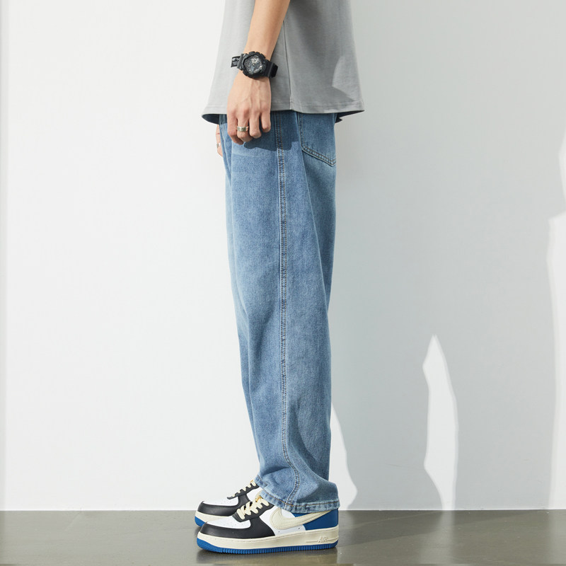 浅色牛仔裤男宽松直筒夏季薄款阔腿拖地裤夏天水洗男士休闲长裤子,男装,牛仔裤,淘宝优惠券,粉丝福利购,淘宝优惠卷