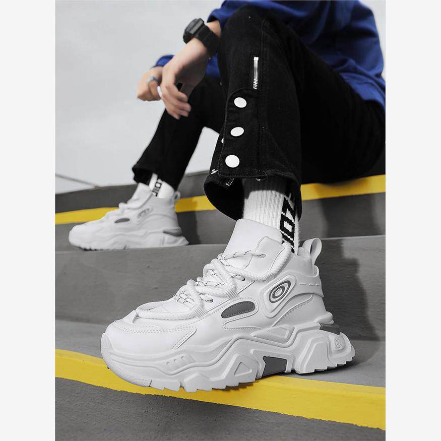 秋季潮牌隐形内增高12cm10cm休闲厚底小白鞋男生运动百搭老爹鞋子