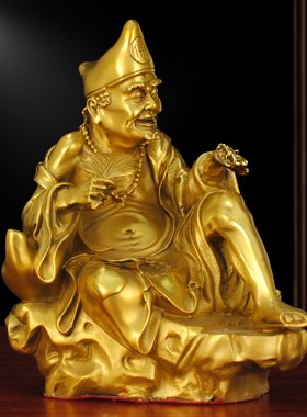 济公像纯铜活佛降龙罗汉李修元济颠和尚济公渡江佛像摆件道济和尚