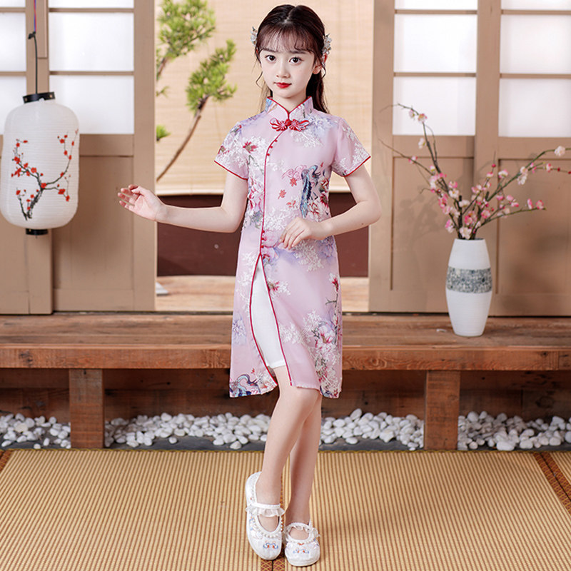 2023新款夏装中国风改良裙子女童汉服旗袍夏季连衣裙儿童薄款唐装