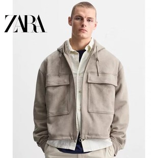 夹克外套3046313 休闲口袋宽松连帽绒面拉链长袖 柜429 24秋冬男装