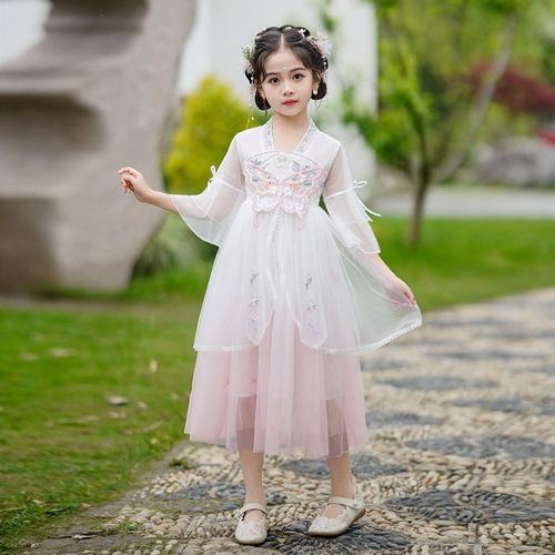 女童汉服连衣裙2025新款公主裙夏季古装短袖超仙女新中式裙子6岁8