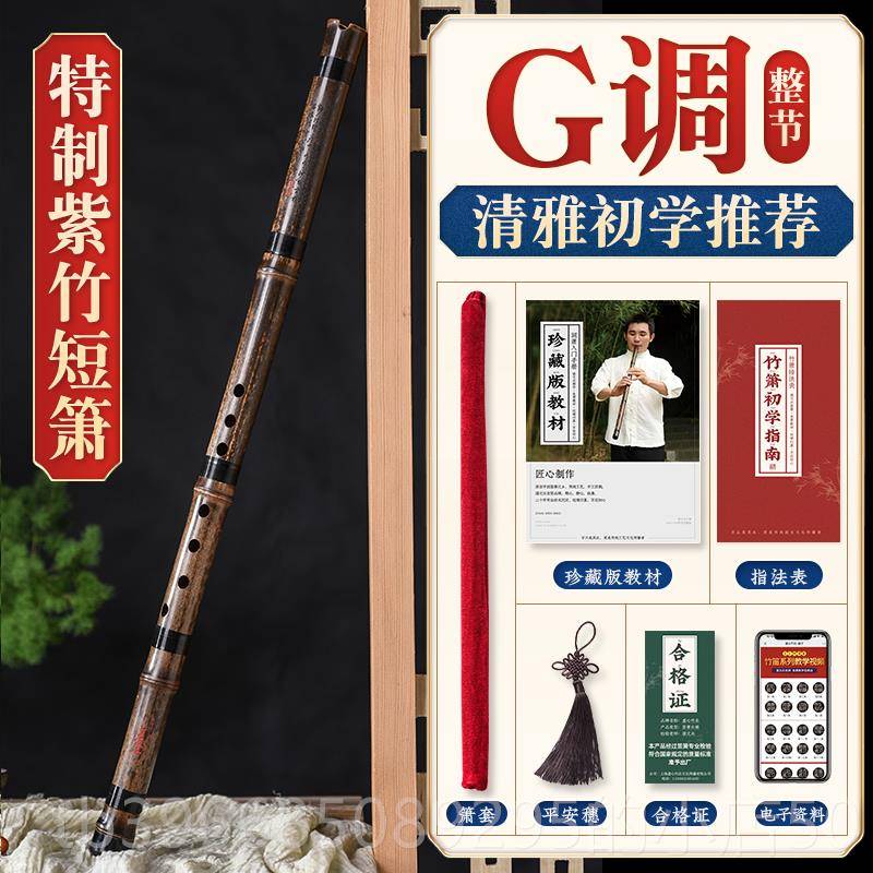 高档洞箫笛基础短箫零乐器初学入门专业高档紫竹六古风八f调短孔