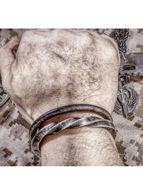 高档V.U Gar9 全手工订e制 99纯银 京维战 镯 男人的首饰 简单 粗