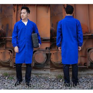 高档耐磨涤卡蓝大褂工作服男女养殖卫实验服款搬运长服服松紧袖生