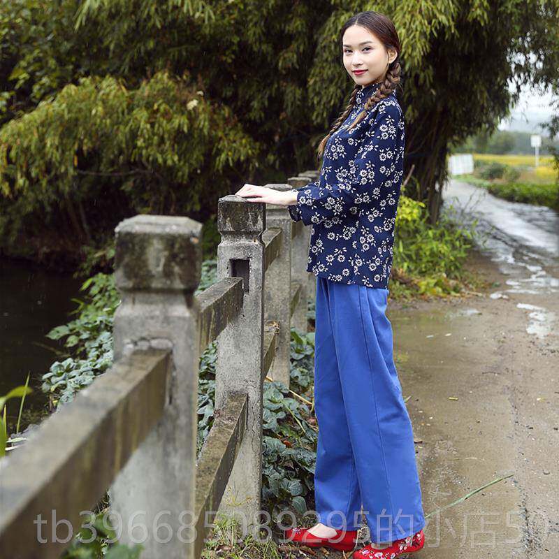 高档新款姑服装女农村衣服80怀旧老式阿知村青衣服采茶服装演庆嫂