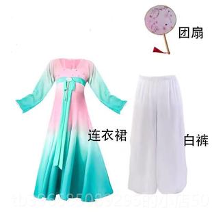 高档玉灵儿舞蹈服古典演出服飘逸女儿舞童舞繁花演蹈出服头饰俏皮