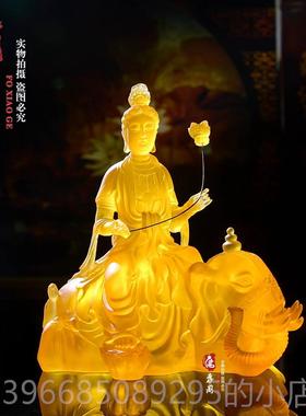 高档工新品树脂仿琉璃文殊普贤佛像艺摆品居家供佛堂件20cm厂家奉