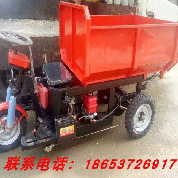 建筑工地电动工程车 农用养殖场载重车 小型柴油自卸翻斗三轮车