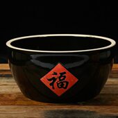 加厚福字缸米缸水缸特色农家乐传统创意土陶瓷菜缸甜酒碗汤碗 包邮