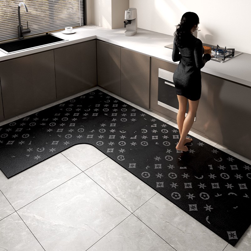 L形轻奢高级感厨房地垫吸v水防滑防油可擦免洗耐脏好打理全铺家用