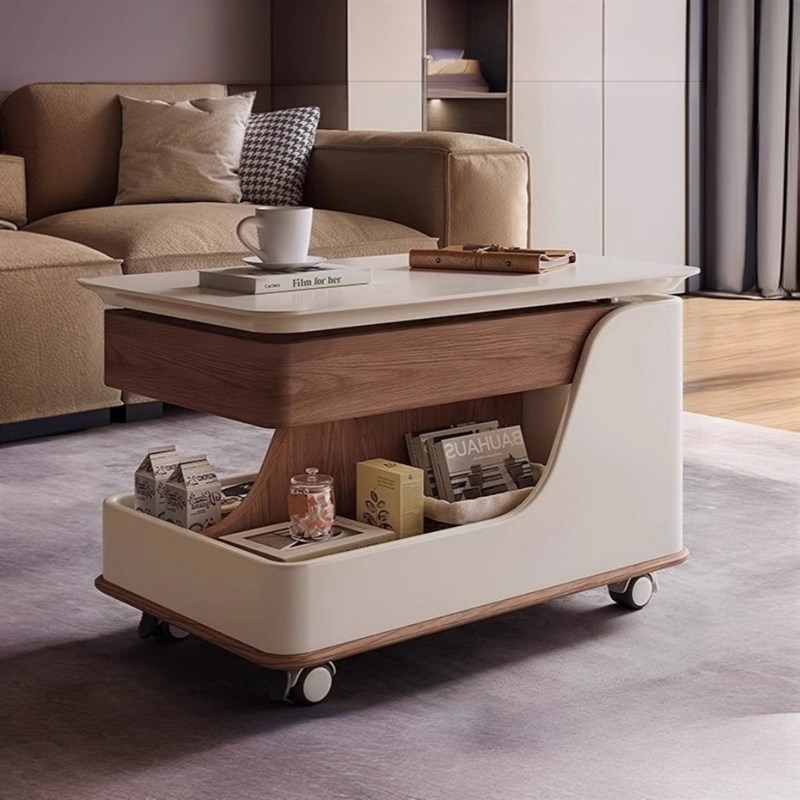 移动实木茶d几客厅沙发升降边几移动储物小推车阳台小茶桌岩板茶