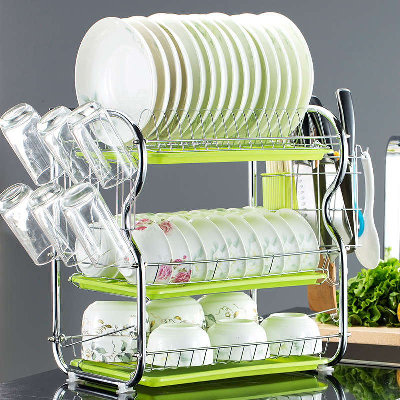三层碗架沥水架晾放洗碗碟t碗柜收纳架碗筷盘子架多功能厨房置物