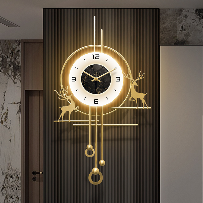 2024新款f创意轻奢高档钟表挂钟现代简约大气客厅静音挂表时钟挂