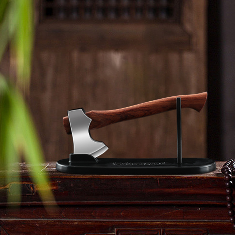 斧头精美摆件办室桌面摆件削铅笔开快递木柄手工S煅造观景物件实