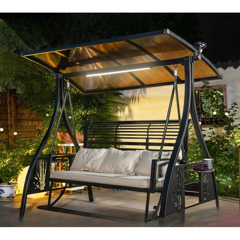 秋千户外庭院铝合金太阳能双人吊椅摇篮网红室外休闲摇椅吊床吊篮