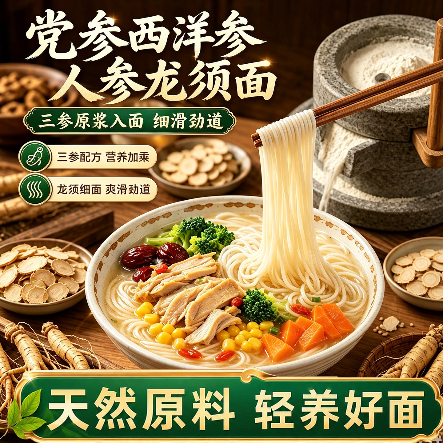 【党参+西洋参+人参】三参面条