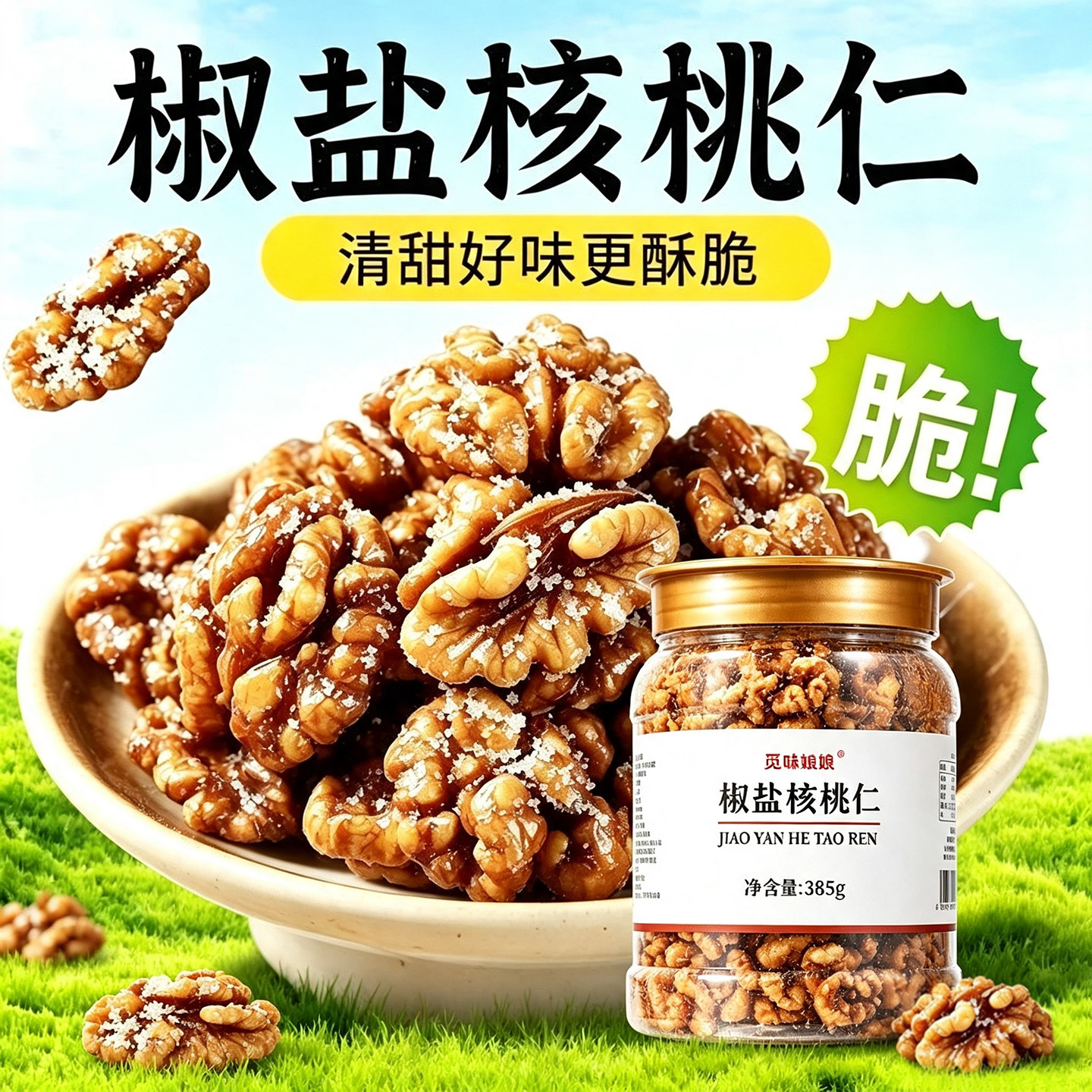 觅味娘娘椒盐核桃仁脱壳核桃仁烘烤工艺坚果炒货休闲零食