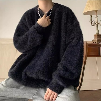 马海毛毛衣男秋冬季高级